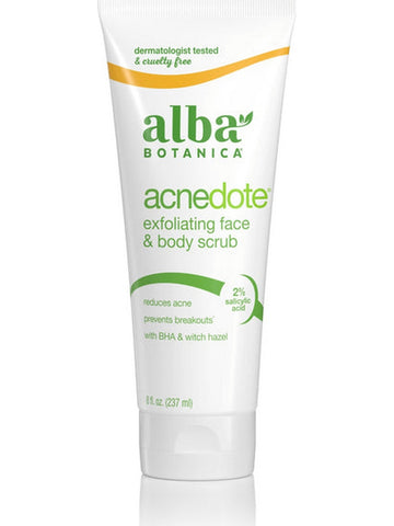 Alba Botanica, Acnedote Face and Body Scrub, 8 oz