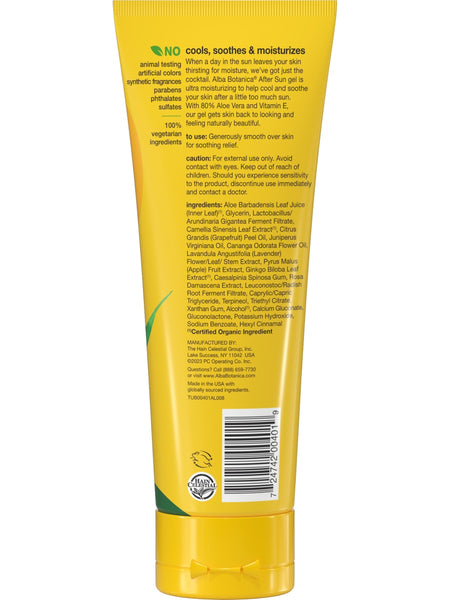 Alba Botanica, After Sun Gel, 80% Aloe Vera, 8 fl oz