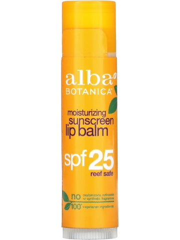 Alba Botanica, Moisturizing Sunscreen Lip Balm SPF 25, 0.15 oz