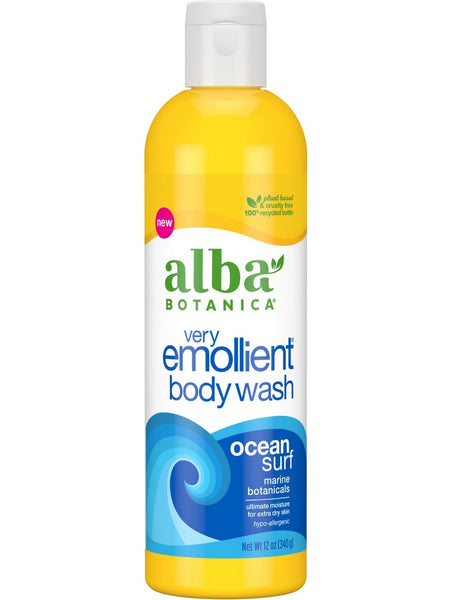 Alba Botanica, Very Emollient Body Wash, Ocean Surf, 12 oz