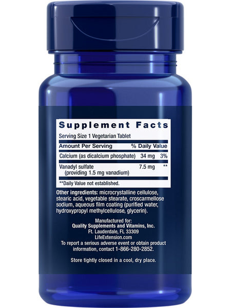 Life Extension, Vanadyl Sulfate, 7.5 mg, 100 vegetarian tablets
