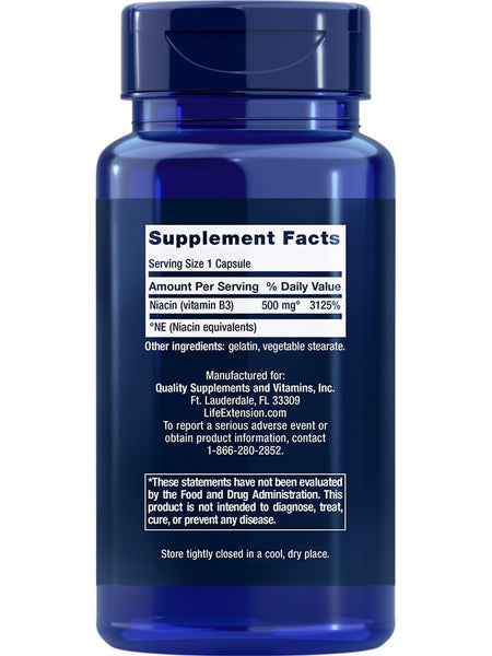Life Extension, Vitamin B3 Niacin, 500 mg, 100 capsules