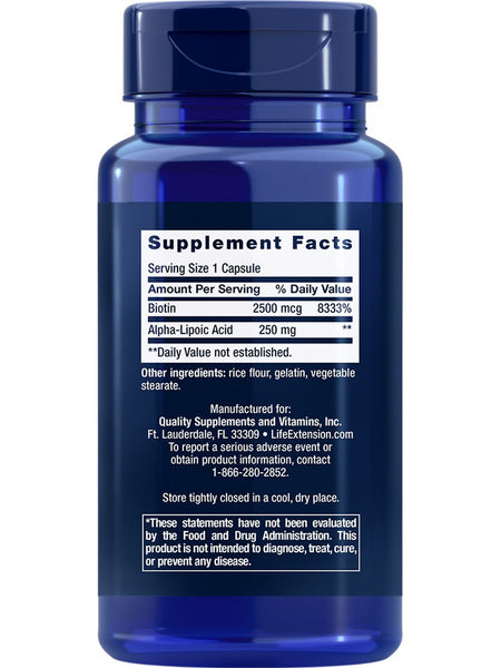 Life Extension, Alpha-Lipoic Acid with Biotin, 60 capsules