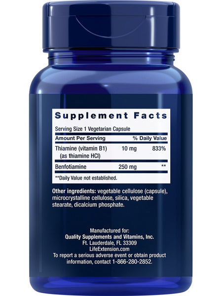 Life Extension, Mega Benfotiamine, 250 mg, 120 vegetarian capsules
