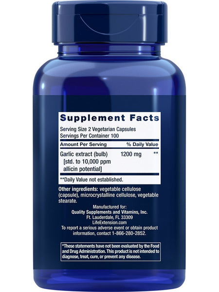 Life Extension, Optimized Garlic, 200 vegetarian capsules