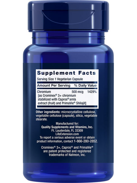 Life Extension, Optimized Chromium with Crominex® 3+, 500 mcg, 60 vegetarian capsules