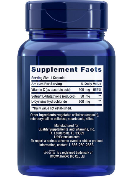 Life Extension, Glutathione, Cysteine & C, 100 capsules