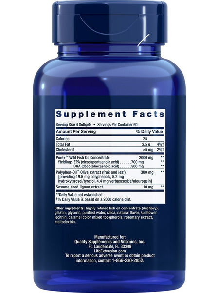 Life Extension, Super Omega-3 EPA/DHA Fish Oil, Sesame Lignans & Olive Extract, 240 easy-to-swallow softgels