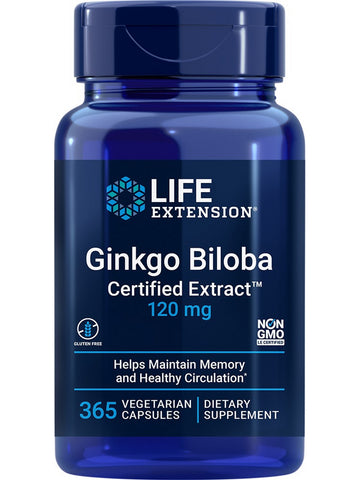 Life Extension, Ginkgo Biloba Certified Extract™, 120 mg, 365 vegetarian capsules
