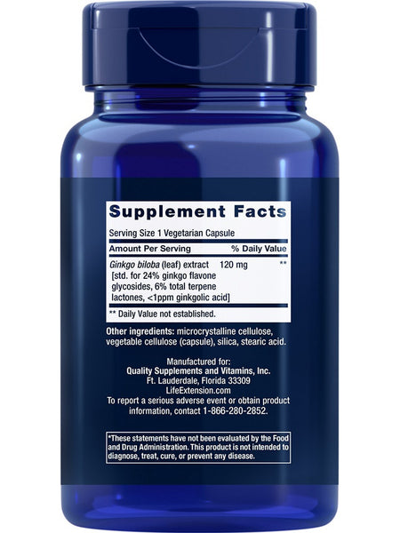 Life Extension, Ginkgo Biloba Certified Extract™, 120 mg, 365 vegetarian capsules