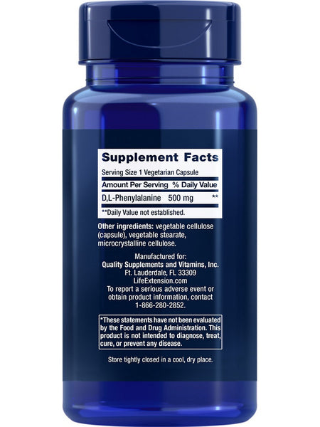 Life Extension, D, L-Phenylalanine Capsules, 500 mg, 100 vegetarian capsules