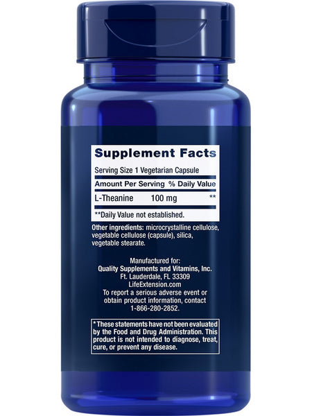 Life Extension, L-Theanine, 100 mg, 60 vegetarian capsules