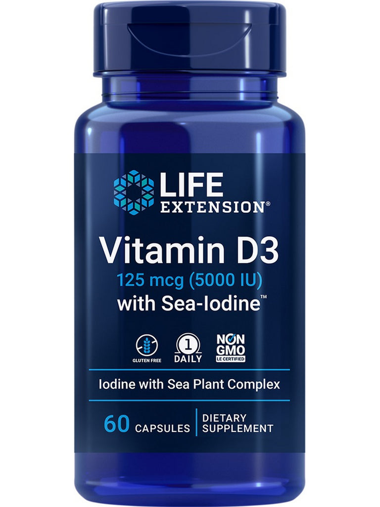 Life Extension, Vitamin D3 with Sea-Iodine™, 125 mcg (5000 IU), 60 capsules