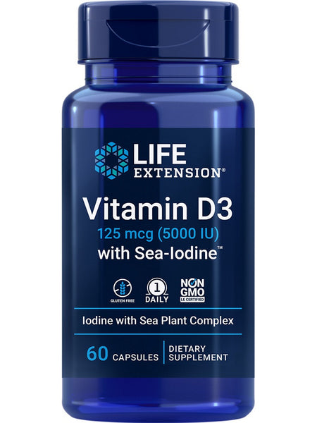 Life Extension, Vitamin D3 with Sea-Iodine™, 125 mcg (5000 IU), 60 capsules
