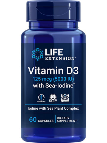 Life Extension, Vitamin D3 with Sea-Iodine™, 125 mcg (5000 IU), 60 capsules