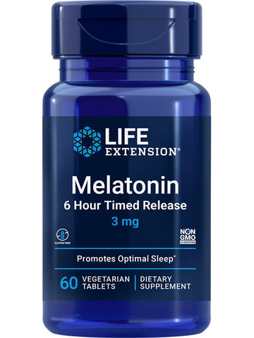 Life Extension, Melatonin 6 Hour Timed Release, 3 mg, 60 vegetarian tablets