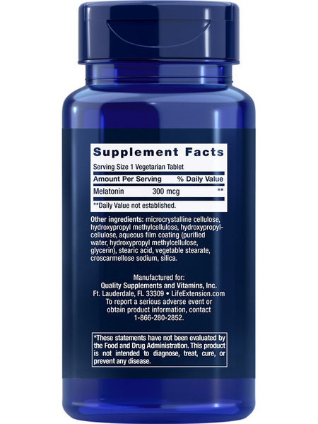 Life Extension, Melatonin 6 Hour Timed Release, 300 mcg, 100 vegetarian tablets