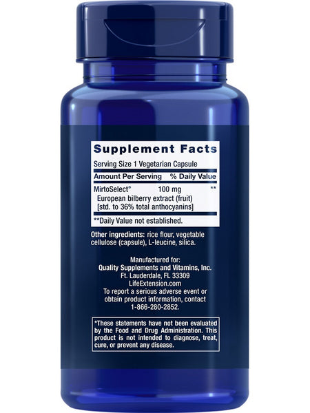 Life Extension, Standardized European Bilberry Extract, 100 mg, 90 vegetarian capsules
