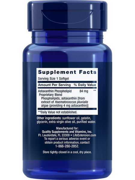 Life Extension, Astaxanthin with Phospholipids, 4 mg, 30 softgels