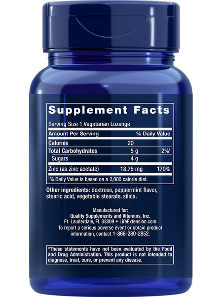 Life Extension, Enhanced Zinc Lozenges, Peppermint, 30 vegetarian lozenges