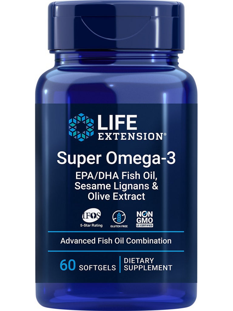 Life Extension, Super Omega-3 EPA/DHA Fish Oil, Sesame Lignans & Olive Extract, 60 softgels