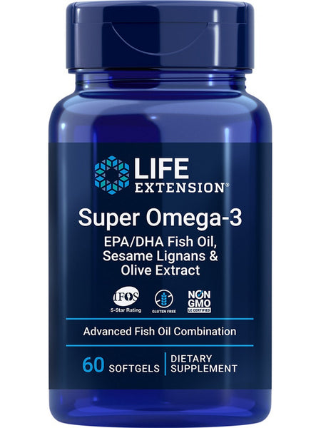 Life Extension, Super Omega-3 EPA/DHA Fish Oil, Sesame Lignans & Olive Extract, 60 softgels
