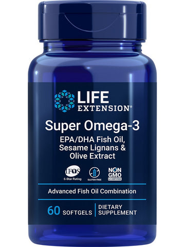 Life Extension, Super Omega-3 EPA/DHA Fish Oil, Sesame Lignans & Olive Extract, 60 softgels
