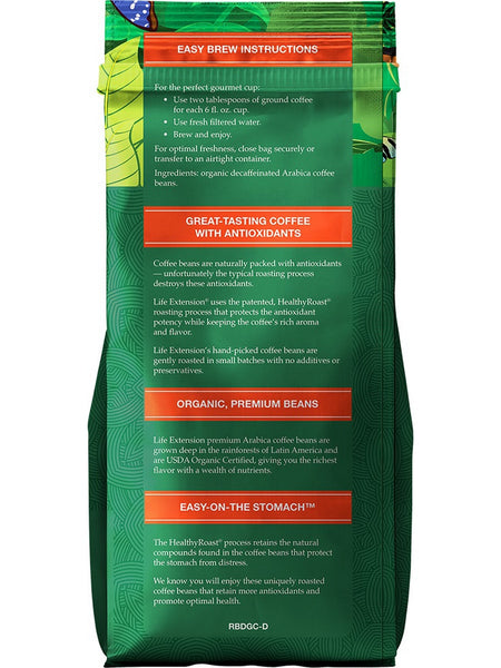 Life Extension, Rainforest Blend Decaf Ground Coffee, 12 oz