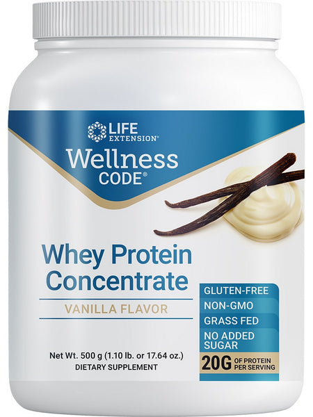 Life Extension, Wellness Code® Whey Protein Concentrate, Vanilla, 500 grams