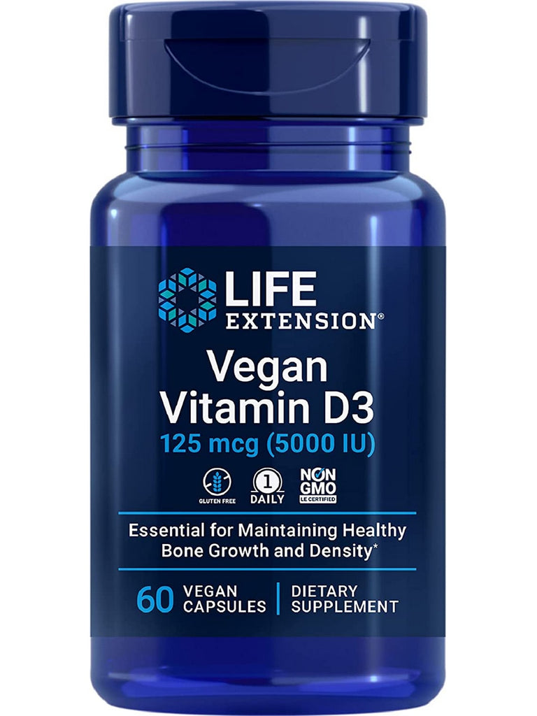 Life Extension, Vegan Vitamin D3, 125 mcg (5000 IU), 60 vegan capsules