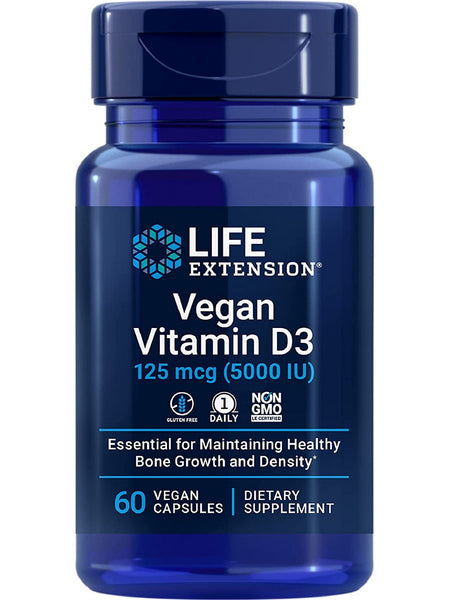 Life Extension, Vegan Vitamin D3, 125 mcg (5000 IU), 60 vegan capsules