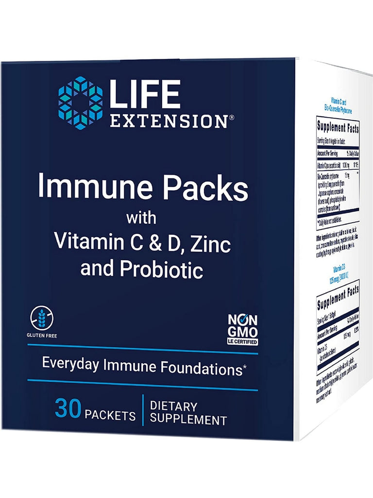 Life Extension, Immune Packs with Vitamin C & D, Zinc and Probiotic, 30 packets