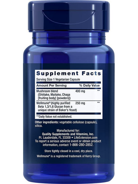 Life Extension, Mushroom Immune with Beta Glucans, 30 vegetarian capsules