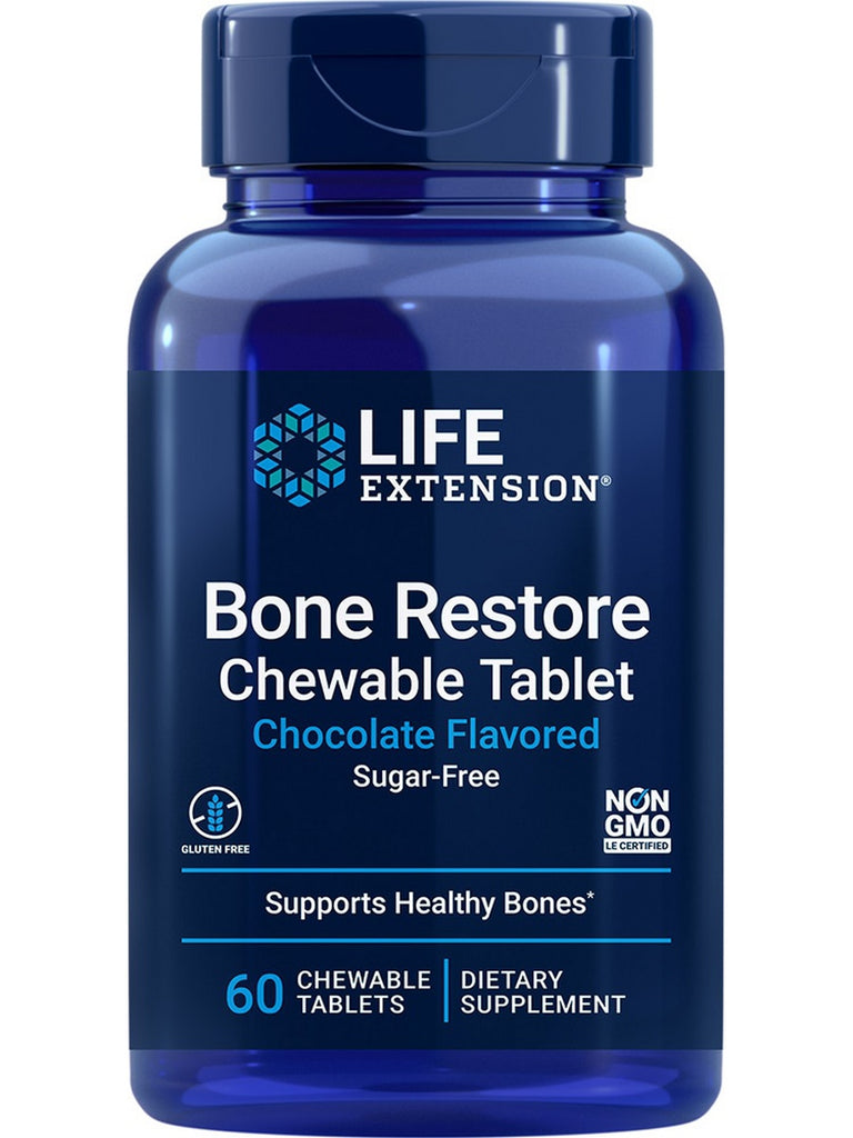 Life Extension, Bone Restore Chewable Tablets (Sugar-Free Chocolate), 60 chewable tablets