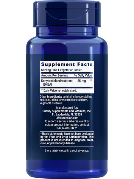 Life Extension, DHEA, 25 mg, 100 vegeterian dissolve-in-mouth tablets