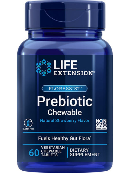 Life Extension, FLORASSIST® Prebiotic Chewable, Strawberry, 60 vegetarian chewable tablets