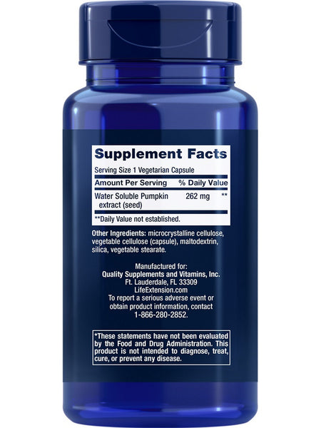Life Extension, Water-Soluble Pumpkin Seed Extract, 60 vegetarian capsules
