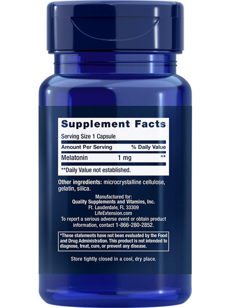 Life Extension, Melatonin, 1 mg, 60 capsules