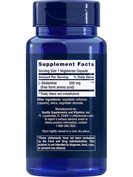 Life Extension, L-Glutamine, 500 mg, 100 vegetarian capsules