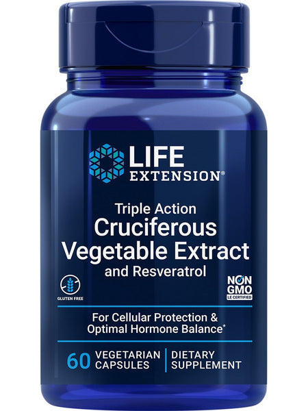 Life Extension, Triple Action Cruciferous Vegetable Extract and Resveratrol, 60 vegetarian capsules