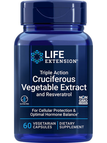 Life Extension, Triple Action Cruciferous Vegetable Extract and Resveratrol, 60 vegetarian capsules