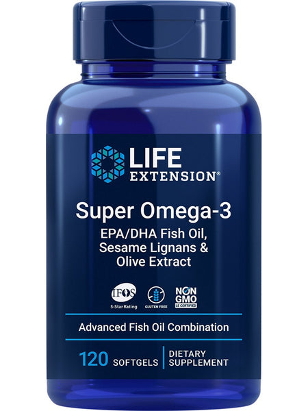 Life Extension, Super Omega-3 EPA/DHA Fish Oil, Sesame Lignans & Olive Extract, 120 softgels