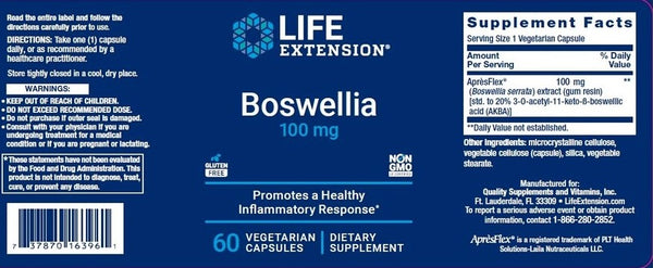 Life Extension, Boswellia, 100 mg (Formerly 5-LOX Inhibitor with AprèsFlex), 60 Vegetarian Capsules