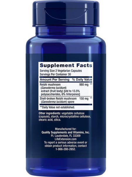 Life Extension, Reishi Extract Mushroom Complex, 60 vegetarian capsules