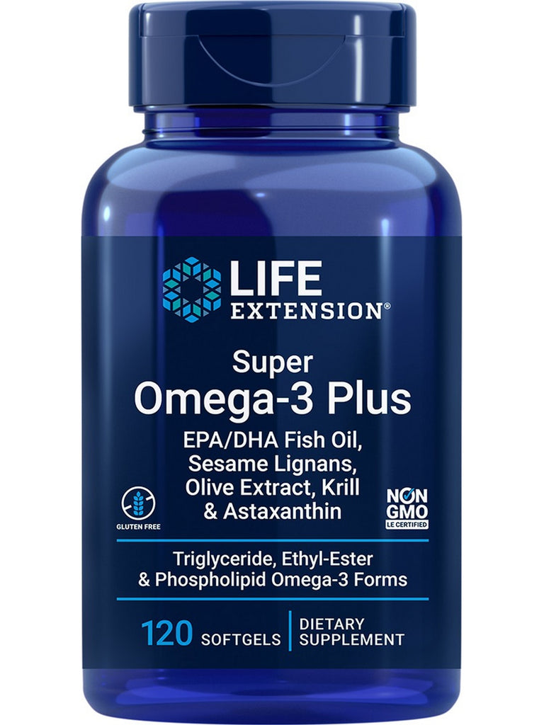 Life Extension, Super Omega-3 Plus EPA/DHA Fish Oil, Sesame Lignans, Olive Extract, Krill & Astaxanthin, 120 softgels