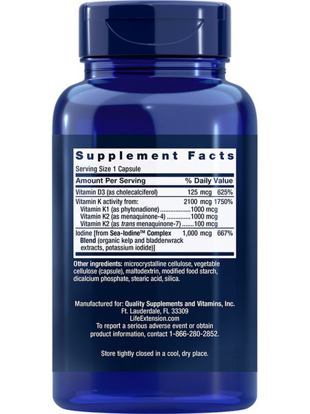 Life Extension, Vitamins D and K with Sea-Iodine™, 60 capsules