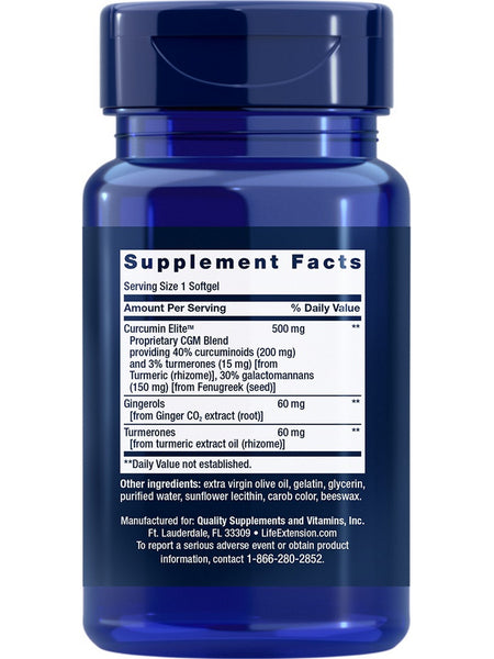 Life Extension, Advanced Curcumin Elite™ Turmeric Extract, Ginger & Turmerones, 30 softgels