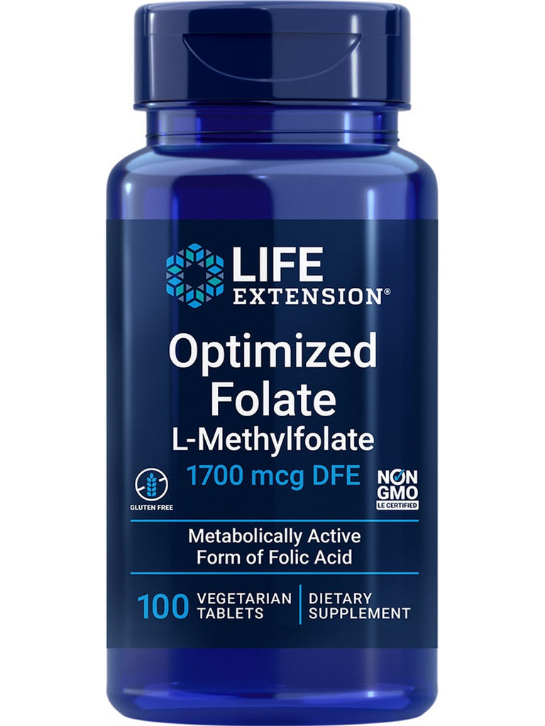 Life Extension, Optimized Folate L-Methylfolate, 1700 mcg DFE, 100 vegetarian tablets