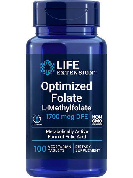 Life Extension, Optimized Folate L-Methylfolate, 1700 mcg DFE, 100 vegetarian tablets