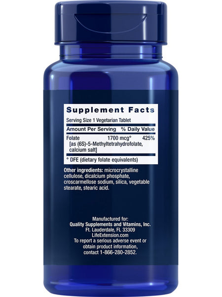 Life Extension, Optimized Folate L-Methylfolate, 1700 mcg DFE, 100 vegetarian tablets